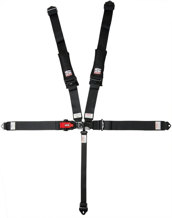 3B33PIKX – SIMPSON RACE Seat Belt, Not DOT Street Approved 5 Point 3 Inch Width Latch And Link Black Single 55 Inch L...